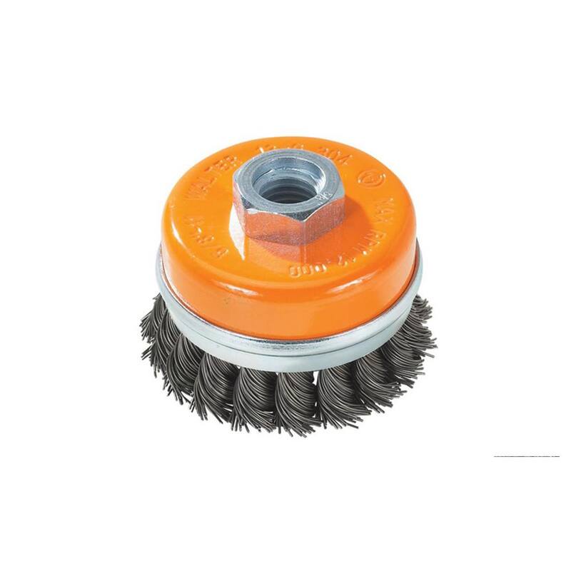WALTER SURFACE TECHNOLOGIES Cepillo de copa de 6 pulgadas con alambre retorcido en nudo y anillo 5/8 pulgadas -11 pulgadas de arbor - 13G604