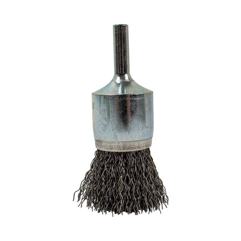 Cepillo de alambre con extremo de crimpado grueso de 1 pulgada x 1/4 pulgada, vástago redondo - 72737