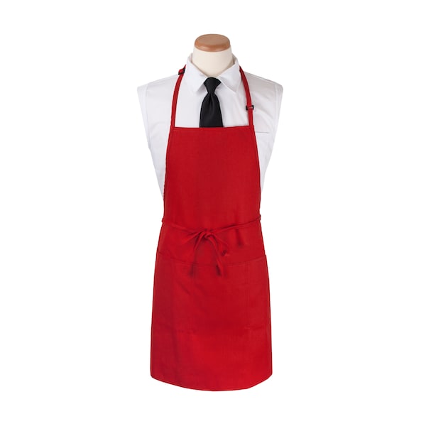 Ritz Chef's LineExtra-Bib Apron (3 pockets + pen pocket) 26x31 Red - CL3PBIAELRD-1