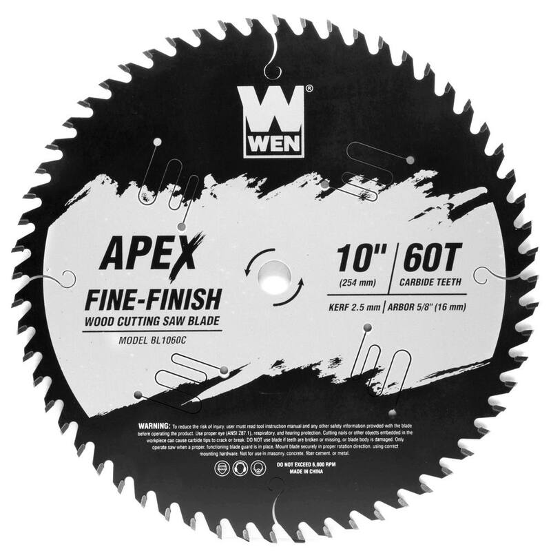 Hoja de sierra para trabajos de carpintería WEN Apex de 10 pulgadas y 60 dientes de carburo con recubrimiento Cool-Cut - BL1060C