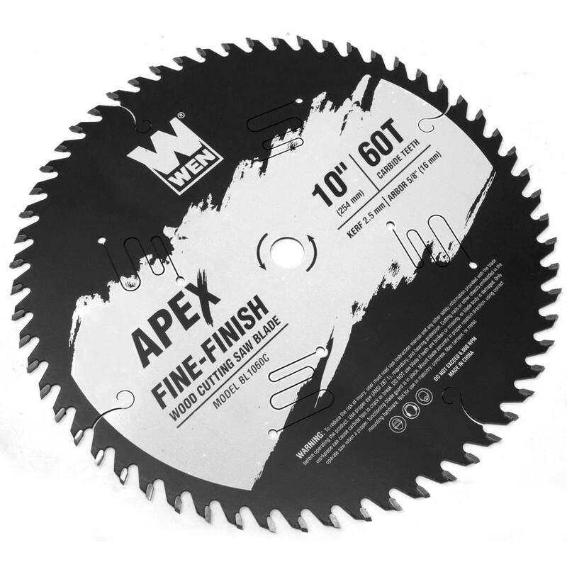 Hoja de sierra para trabajos de carpintería WEN Apex de 10 pulgadas y 60 dientes de carburo con recubrimiento Cool-Cut - BL1060C