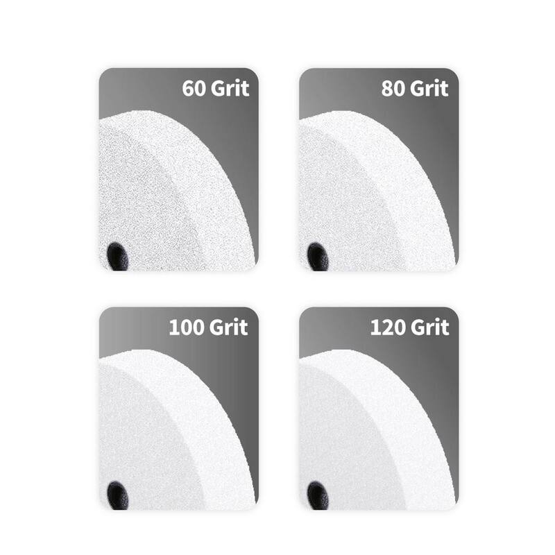 POWERTEC 8 pulgadas x 1 pulgada 80-Grit 5/8 pulgadas Arbor Muela de alúmina blanca para afiladora de banco - 15512