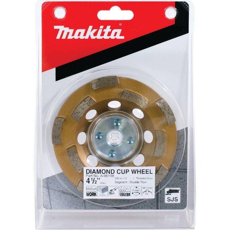 Rueda de copa de diamante antivibración de doble hilera de 4-1/2 pulgadas - A-96198 de Makita