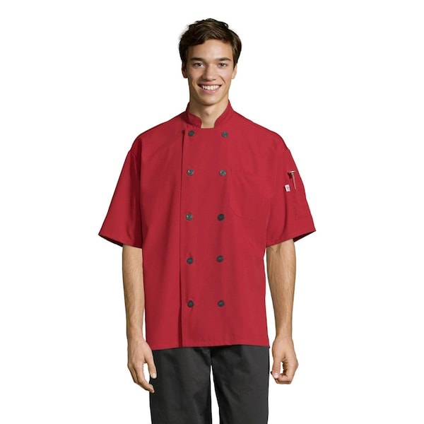 Uncommon Threads Unisex Specialist Pro Vent Chef Coat with Tonal Mesh, Red - Size 3XL - 0421P-1907