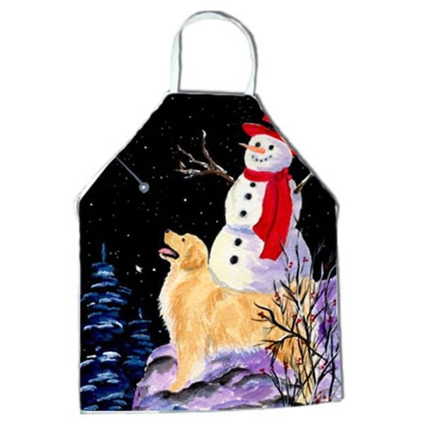 Carolines Treasures Carolines Treasures SS8579APRON Golden Retriever with Snowman in red Hat Apron - 27 x 31 in. - SS8579APRON