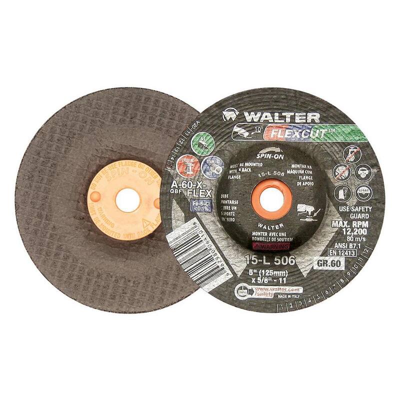 WALTER SURFACE TECHNOLOGIES Flexcut 5 pulgadas x 5/8-11 pulgadas Arbor GR60, Mezcla en Superficies Curvas o Irregulares (Paquete de 25) - 15L506