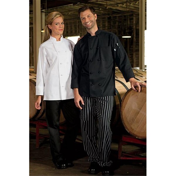 Nathan Caleb Classic 10 Knot Chef Coat in Black - XSmall - NA2072798