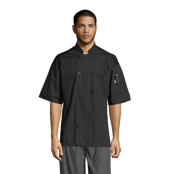 Uncommon Threads Unisex Specialist Pro Vent Chef Coat with Mesh, Black - Size 2XL - 0421P-0106