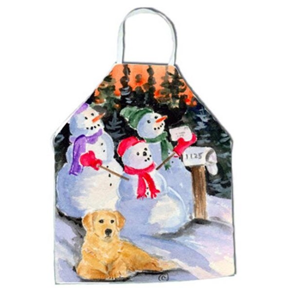 Carolines Treasures Carolines Treasures SS8989APRON Snowman with Golden Retriever Apron - 27 x 31 in. - SS8989APRON