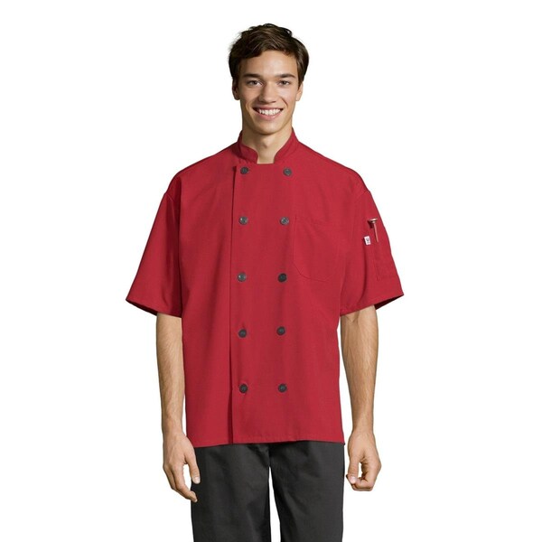 Uncommon Threads Unisex Specialist Pro Vent Chef Coat with Tonal Mesh, Red - Small - 0421P-1902