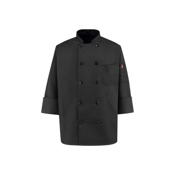 Vf Imagewear Chef Designs 10 Button-Front Chef Coat, Pearl Buttons, Black, Spun Polyester, 4XL - 0425BKRG4XL