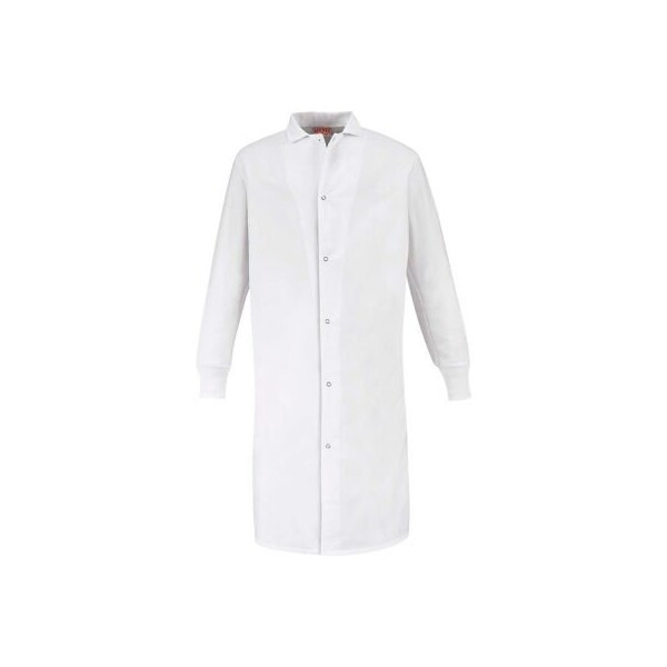 Vf Imagewear Red Kap¬Æ Gripper-Front Butcher Coat W/Knit Cuffs, Pocket-less, Spun Polyester, White, L - KS60WHRGL