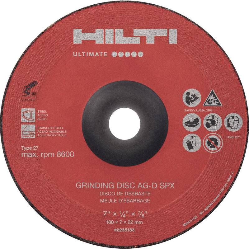 Rueda de molienda cerámica definitiva Hilti 5 pulgadas x 1/4 pulgadas x 7/8 pulgadas AG-D SPX Tipo 27 (paquete de 10) - 2235131