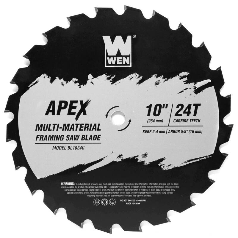 Hoja de sierra para estructuras industriales con recubrimiento Cool-Cut de carburo de tungsteno de 24 dientes de 10 pulgadas Apex WEN - BL1024C
