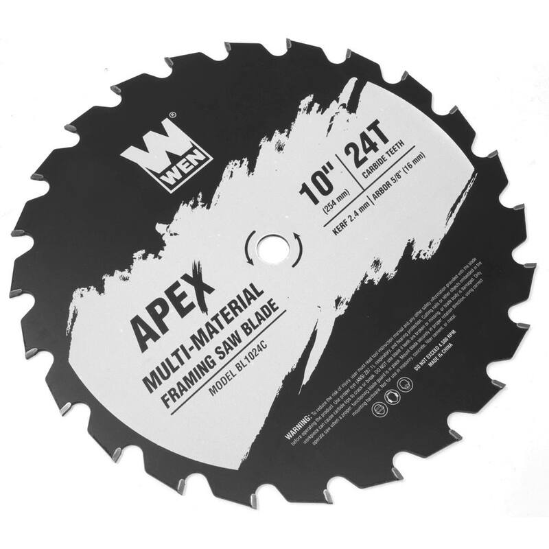 Hoja de sierra para estructuras industriales con recubrimiento Cool-Cut de carburo de tungsteno de 24 dientes de 10 pulgadas Apex WEN - BL1024C
