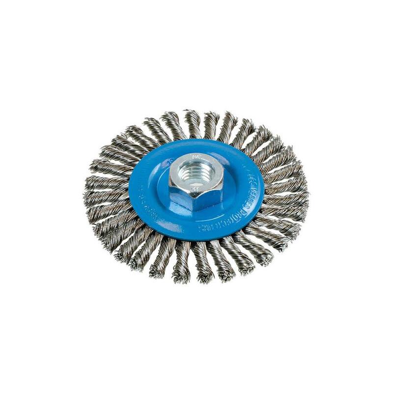 Brocha para cuentas con alambre retorcido de nudos de 4 pulgadas de WALTER SURFACE TECHNOLOGIES - 5/8 pulgadas - 11 pulgadas de diámetro de eje - 13K414