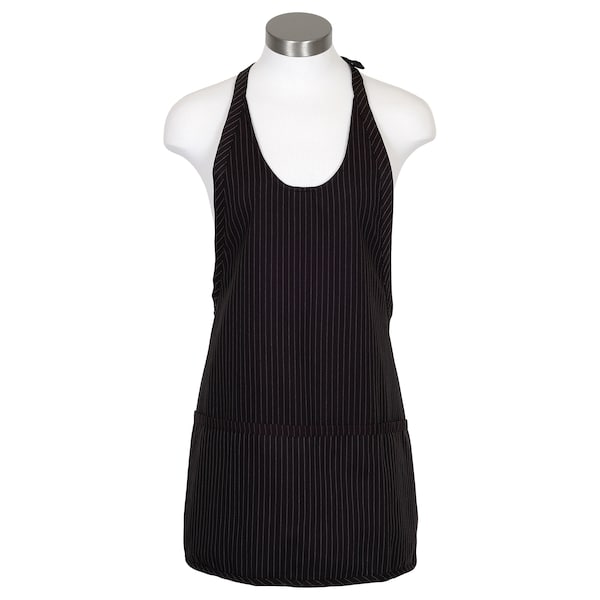 Fame (A Delta Plus Group Company) Bib Apron, Scoop Neck, F27, Black Pinstripe - 25012