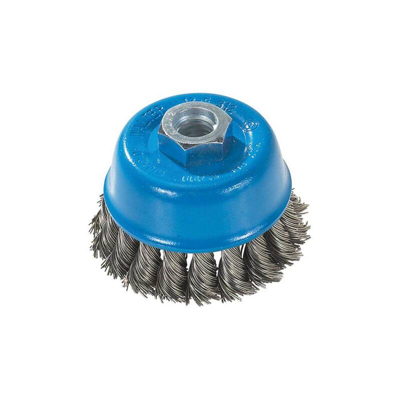 WALTER SURFACE TECHNOLOGIES 3 pulgadas Cepillo de copa de alambre retorcido M10 x 1.25 pulgadas Arbor - 13F310