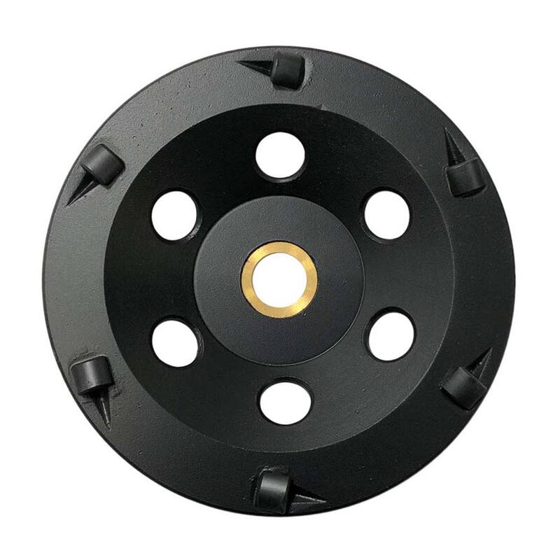 Rueda de rectificado PCD de 5 pulgadas, 6 segmentos PCD redondos de 6 cuartos, Arbor no roscado de 7/8 pulgadas a 5/8 pulgadas - PWP0506A7_THD