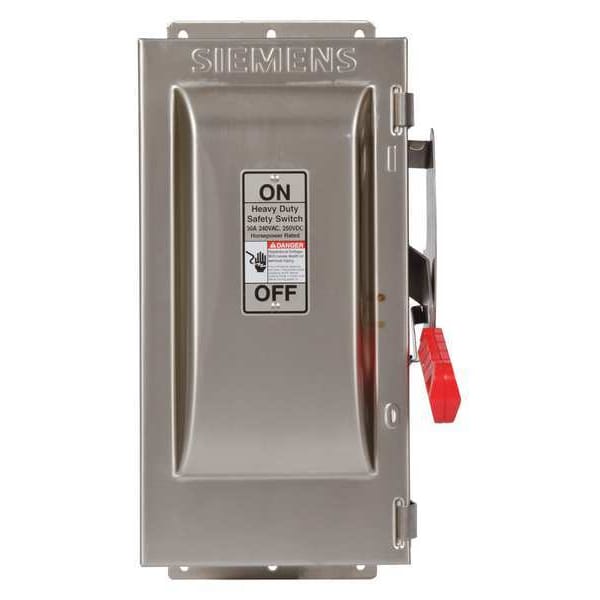 Interruptor de seguridad con fusible Siemens, servicio pesado, 240V AC, 3PST, 30 A, NEMA 4X - HF321S