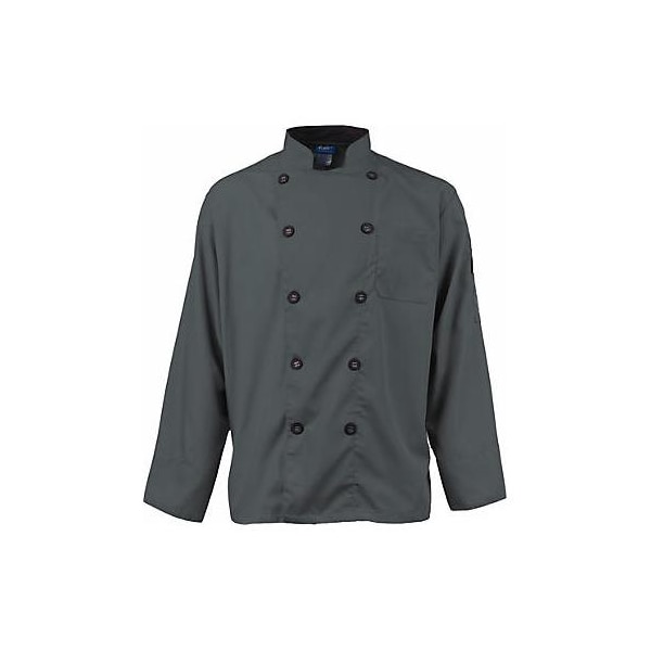 Kng XL Men's Active Slate Long Sleeve Chef Coat - 2122SLBKXL