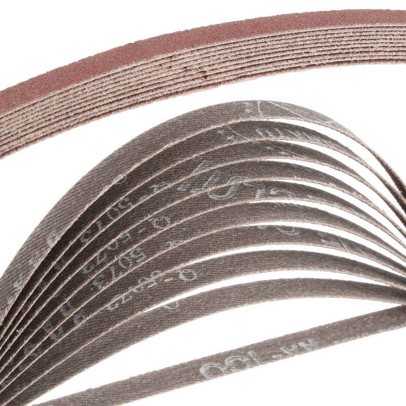 Banda abrasiva de grano 100 de 3/8 in. x 21 in. (paquete de 10) para usar con lijadora de banda de 3/8 in. x 21 in. - A-34475