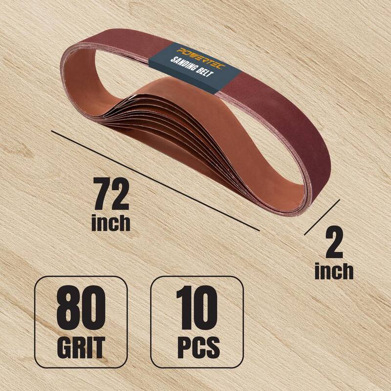 Bandas de Lija de Óxido de Aluminio de Grano 80 de 2 pulgadas x 72 pulgadas (paquete de 10) - 110700