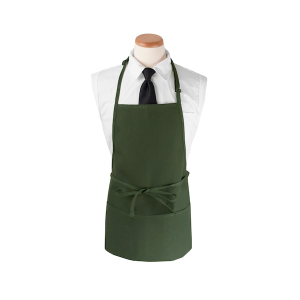 Ritz Chef's LineBib Apron (3 pockets + pen pocket) 26x23 Hunter Green - CL3PBIAHGFP-1