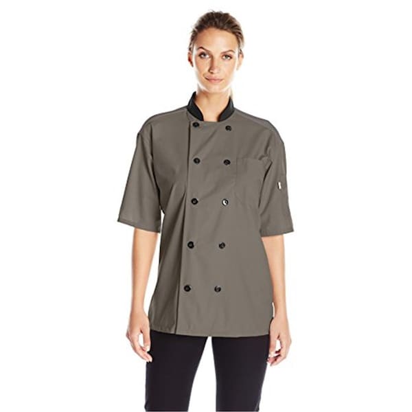 Charlotte Madison Uncommon Threads Womens Havana Chef Coat SS Mesh, Olive - 3XL - CH2502934