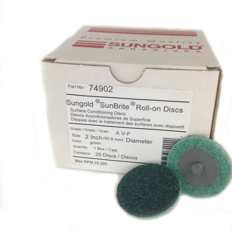 Discos de Cambio Rápido Unbranded de 2 pulgadas, Verdes Finos para Acondicionamiento de Superficie no Tejida (25 por caja) - 74902