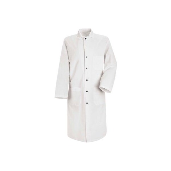 Vf Imagewear Red Kap¬Æ Snap-Front Butcher Coat, Spun Polyester, White, L - KS58WHRGL