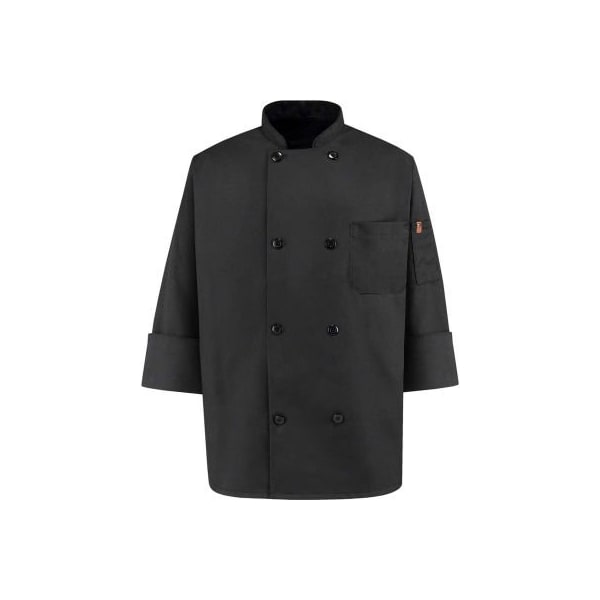 Vf Imagewear Chef Designs 8 Button-Front Chef Coat, Pearl Buttons, Black, Polyester/Cotton, S - KT76BKRGS