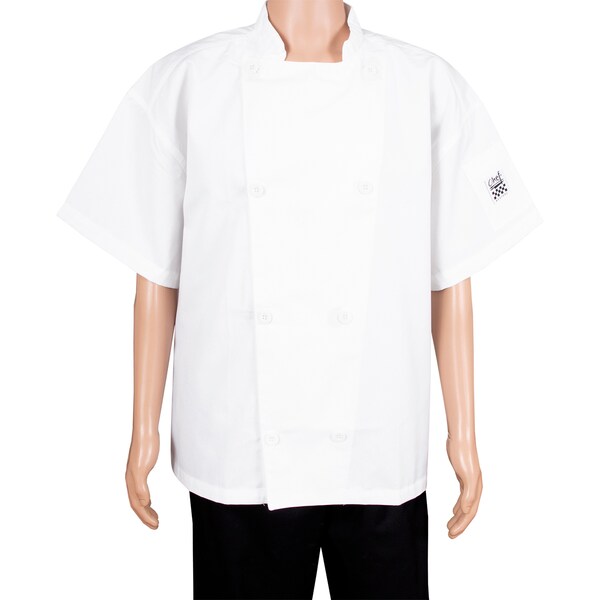 Chef Revival Knife & Steel Crew Short Sleeve Jacket - White - M - J005-M