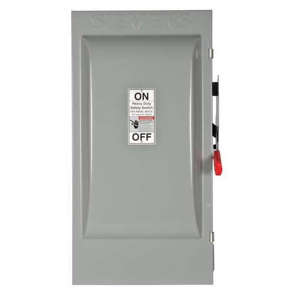Interruptor de seguridad no fusible Siemens, servicio pesado, 600V AC, 3PST, 200 A, NEMA 3R - HNF364J