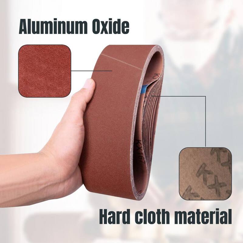POWERTEC Banda de Lijado de Óxido de Aluminio de 100 Granos de 3 pulgadas x 18 pulgadas para Pulidor de Banda Portátil, Pulido de Metal (Paquete de 10) - 110820