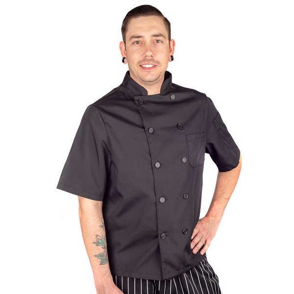 Allpoints Kng 2Xl Mens Chef Coat Lw Mesh Short Slv Black - 3905BLK2XL