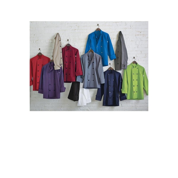Nathan Caleb 5.25 oz 10 Button Classic Poplin Chef CoatRed Large - NA1238269