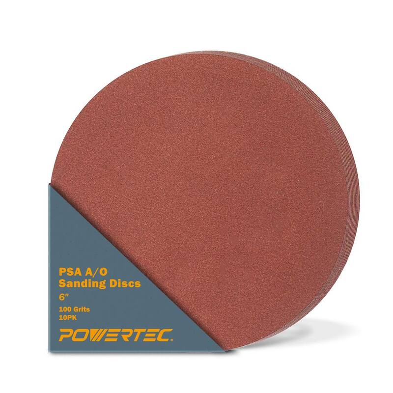 Lijadora de Óxido de Aluminio POWERTEC de 6 pulgadas y 100 Grit con Adhesivo PSA / Autoadhesivo (Paquete de 10) - 110260