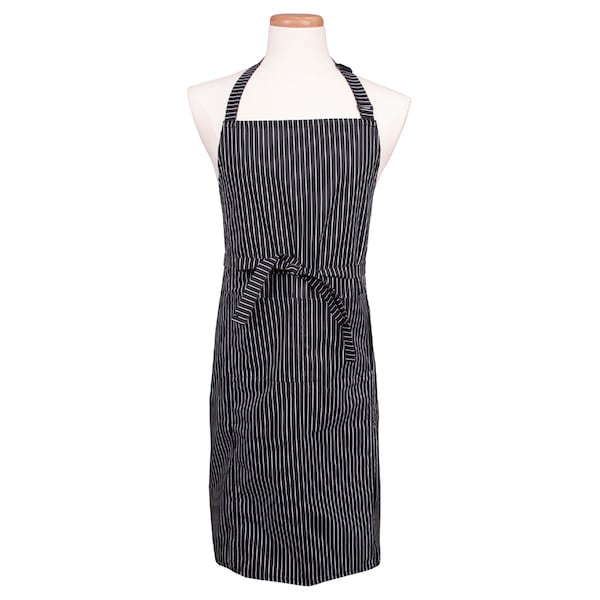 Chef Revival Premium Bib Apron - Black/White pinstripe - 619BA-WS