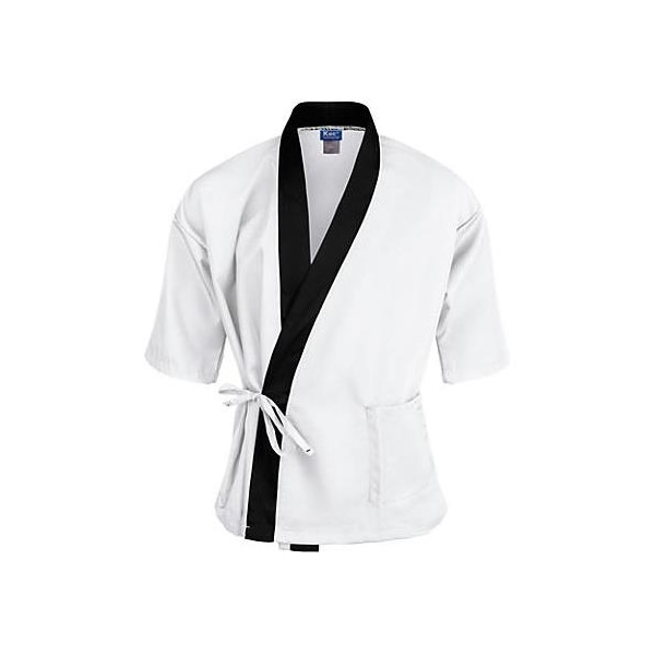 Kng Sm White and Black 3/4 Sleeve Sushi Chef Coat - 2129WHBKS