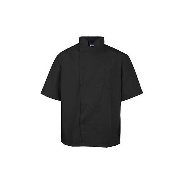 Kng XS Lightweight Short Sleeve Black Chef Coat - 2578BLKXS