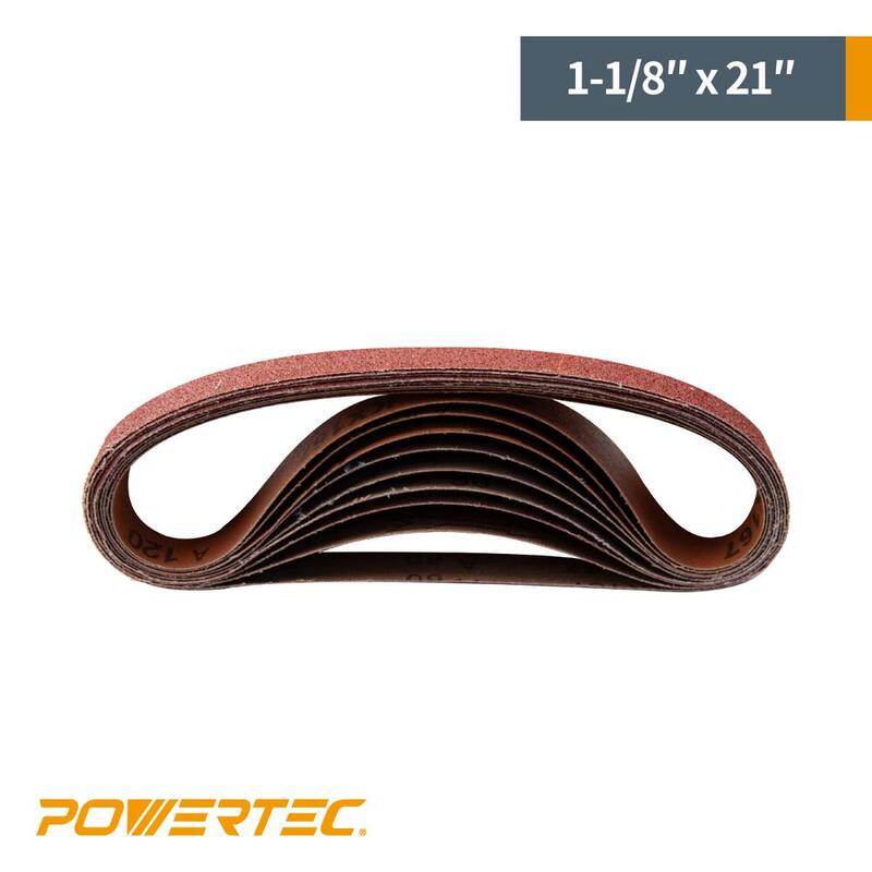 Banda de lija de óxido de aluminio de grano 80 de 1-1/8 pulgadas x 21 pulgadas para lijadora de banda Makita 9031, pulido de metal (paquete de 10) - 412108