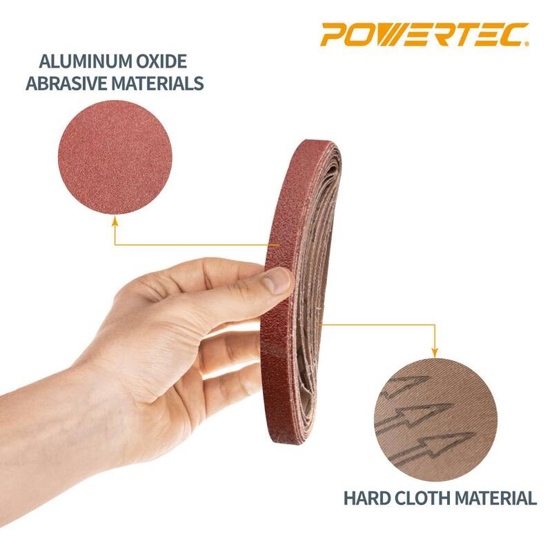 Banda de lija de óxido de aluminio de grano 80 de 1-1/8 pulgadas x 21 pulgadas para lijadora de banda Makita 9031, pulido de metal (paquete de 10) - 412108