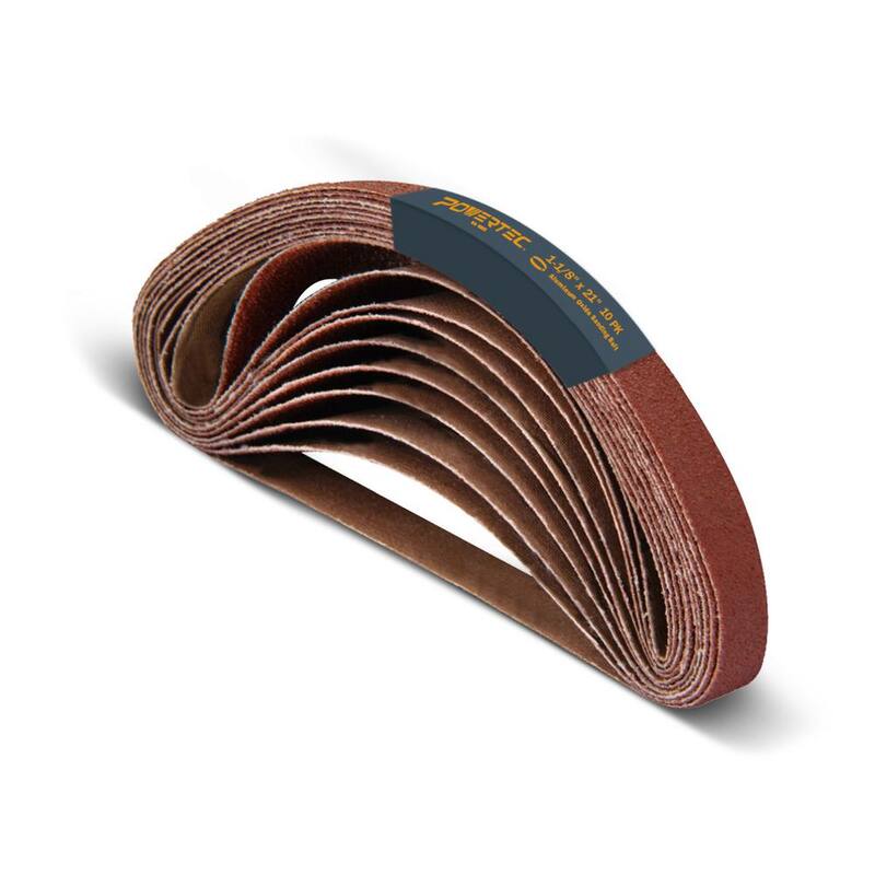 Banda de lija de óxido de aluminio de grano 80 de 1-1/8 pulgadas x 21 pulgadas para lijadora de banda Makita 9031, pulido de metal (paquete de 10) - 412108