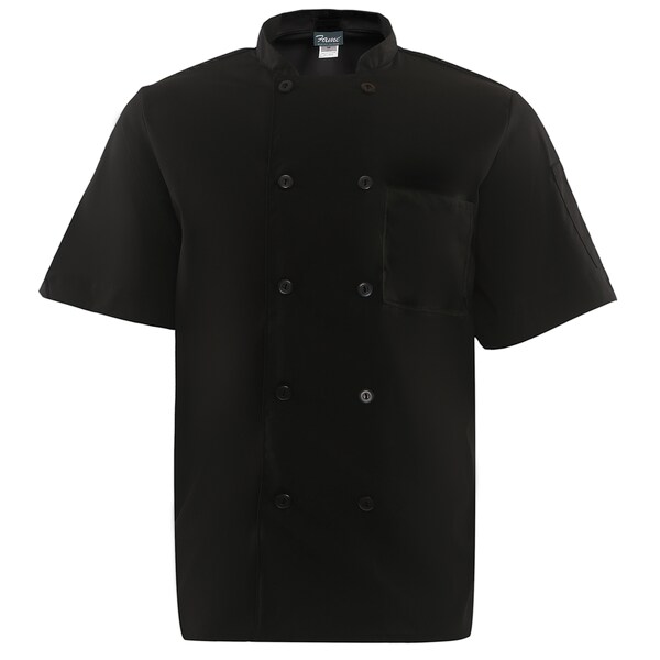 Fame (A Delta Plus Group Company) Chef Coat, Mesh Back, C11PS, S/S, Black, MD - 83544