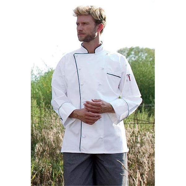 Nathan Caleb Versailles Chef Coat in White with Black Piping - 2XLarge - NA2499341