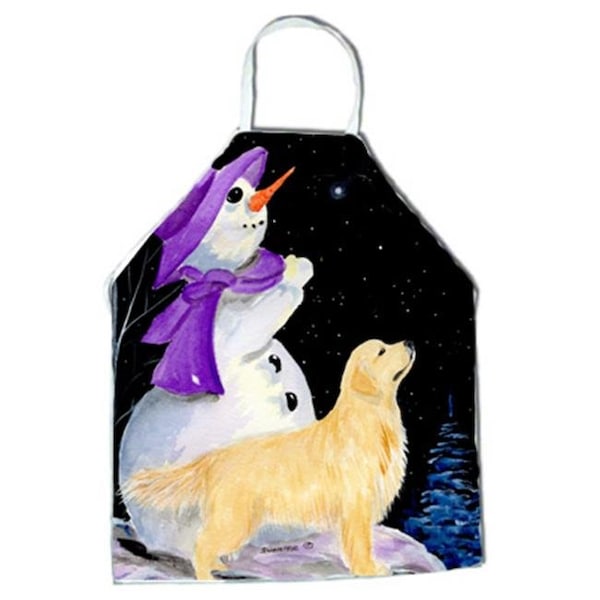 Carolines Treasures Carolines Treasures SS8950APRON Snowman with Golden Retriever Apron - 27 x 31 in. - SS8950APRON