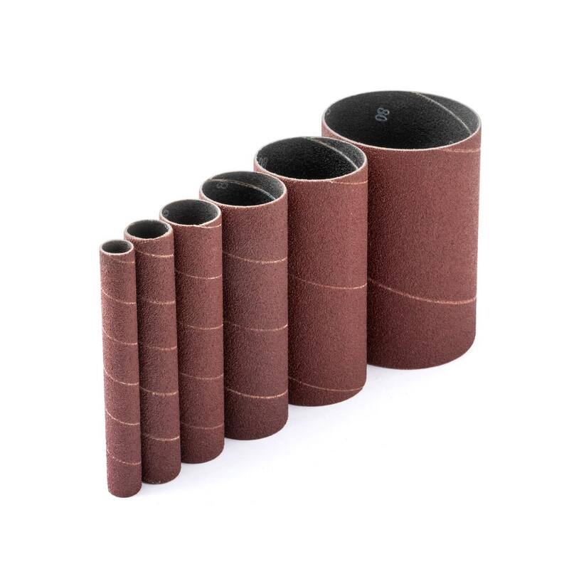 POWERTEC Mangas de lijar de 4-1/2 pulg. x 1/2 pulg., 3/4 pulg., 1 pulg., 1-1/2 pulg., 2 pulg., 3 pulg. con grano 80 (paquete de 6) - 11204
