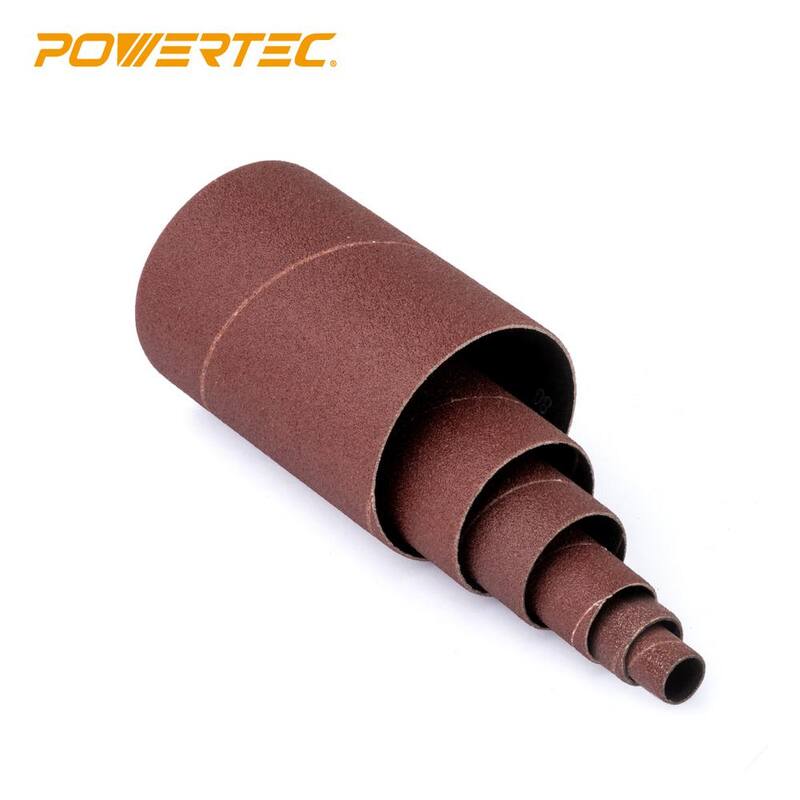 POWERTEC Mangas de lijar de 4-1/2 pulg. x 1/2 pulg., 3/4 pulg., 1 pulg., 1-1/2 pulg., 2 pulg., 3 pulg. con grano 80 (paquete de 6) - 11204