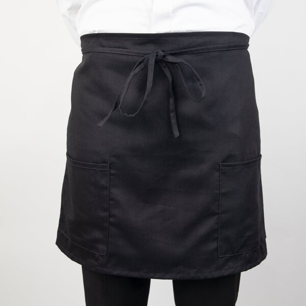 Monarch Half Bistro Aprons Black  , 12PK - BISTROHLF-BLK